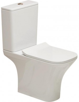 Унитаз-компакт T2335 сиденье ДП тонкое, безободковый круговой смыв EvaGold EG040064