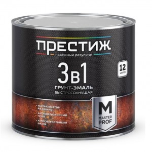 Грунт-эмаль по ржавчине 3в1 черная быстросохнущая 1,9 кг ПРЕСТИЖ