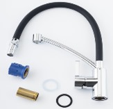 Смеситель для кухни Sanday ф35 гайка, карт., гиб.излив. латунь, черный 567704-07