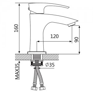 Смеситель для раковины OUTE T1001L
