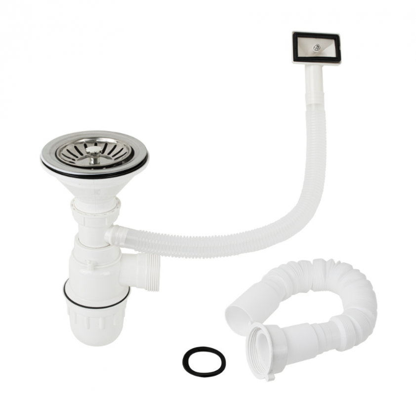 Мойка FABIA врезная 57*45см, ПРАВАЯ, толщ.0,8мм, глуб.160мм, сифон с перел.