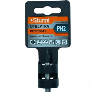 Отвертка крестовая PH2*100мм магнитный наконечник Sturm! 1040-03-PH2-100