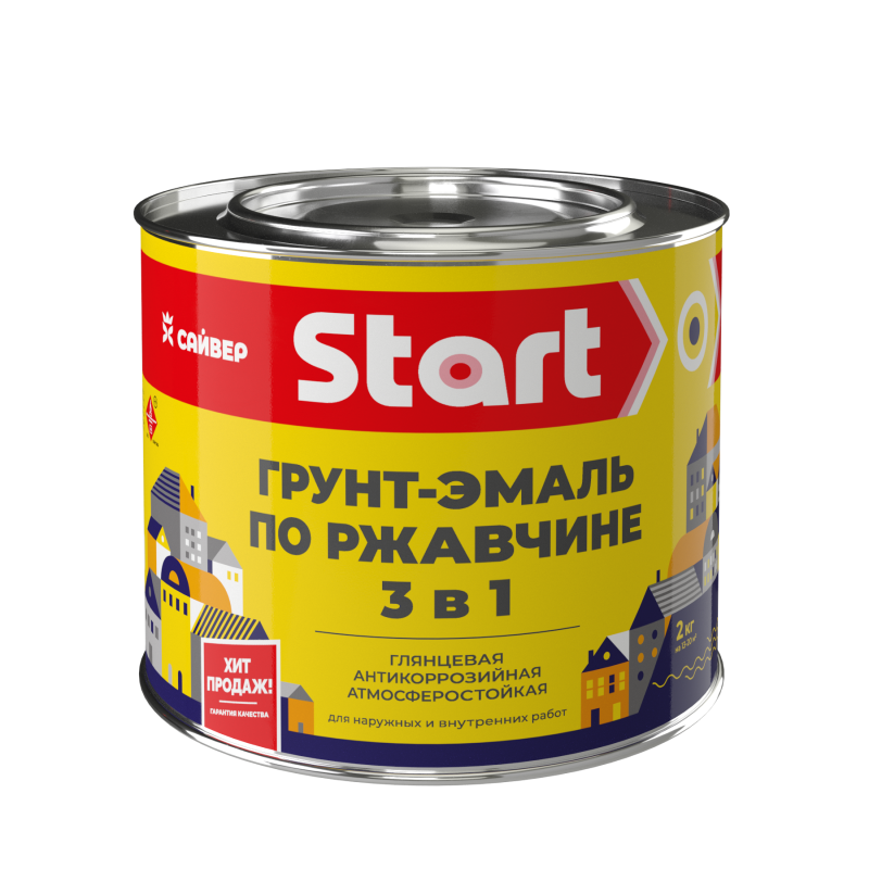 Грунт-эмаль по ржавчине ХВ 3в1 графит RAL7024 1,8кг СТАРТ