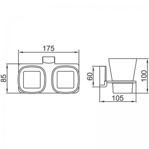 Держатель с 2-мя стаканами (стекло) LEDEME L30308