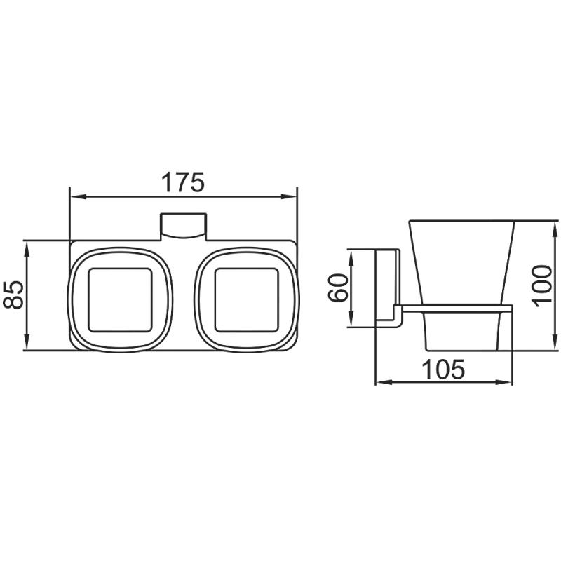 Держатель с 2-мя стаканами (стекло) LEDEME L30308