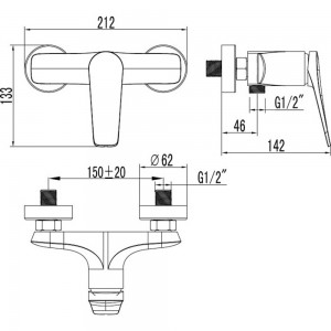 Смеситель настенный с гигиен. душем, графит BRONX LEMARK LM3718GM