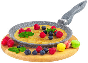 Сковорода блинная 24 см ГАРМОНИЯ ВКУСА "Серый мрамор" с ручкой 120569