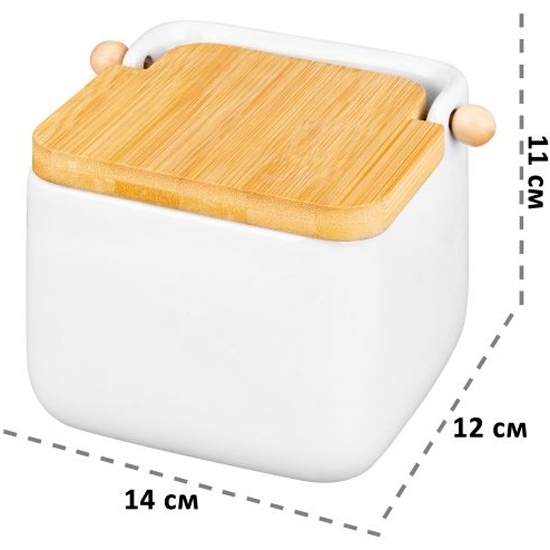 Банка д/сыпучих "Белая" 850 мл, с откидной бамбук.крышкой Elan Gallery 240215