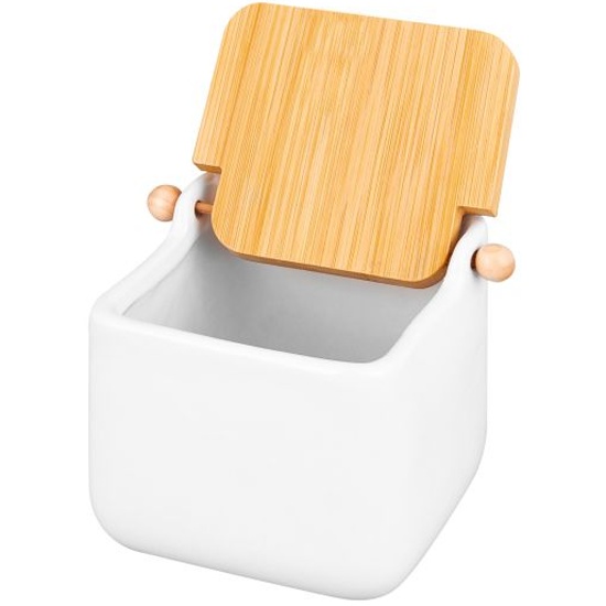 Банка д/сыпучих "Белая" 850 мл, с откидной бамбук.крышкой Elan Gallery 240215