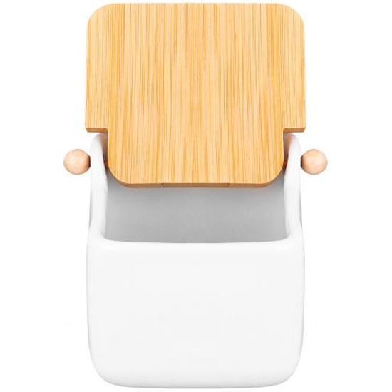 Банка д/сыпучих "Белая" 850 мл, с откидной бамбук.крышкой Elan Gallery 240215