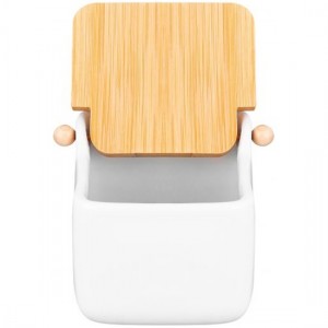 Банка д/сыпучих "Белая" 850 мл, с откидной бамбук.крышкой Elan Gallery 240215