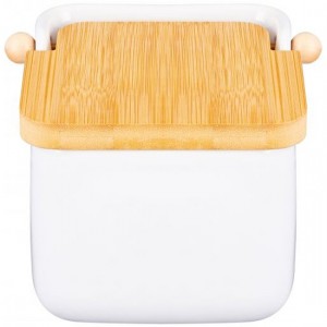 Банка д/сыпучих "Белая" 850 мл, с откидной бамбук.крышкой Elan Gallery 240215