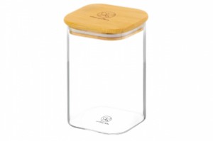 Банка для хранения "Crystal glass"1,1 л, с бамбуковой крышкой с силик прокладк 360066
