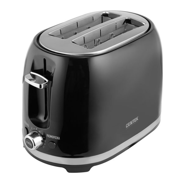 Тостер Centek СТ-1432 (черный) 850Вт, 7 ур. прожарки, 2 тоста, поддон, стоп, подогрев, разморозка