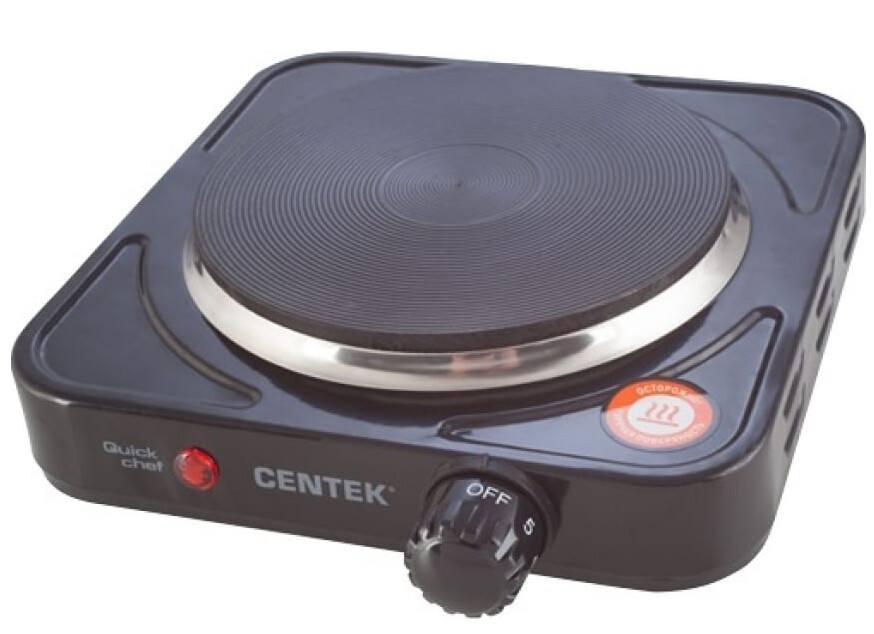 Плитка электрическая Centek CT-1506 (черный) 1конф ЧУГУН 155мм, 1000Вт, индикатор работы