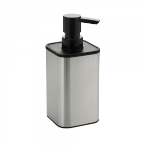 Дозатор для жидкого мыла настольный, матовая нерж. + чёрный пластик САНАКС 22074