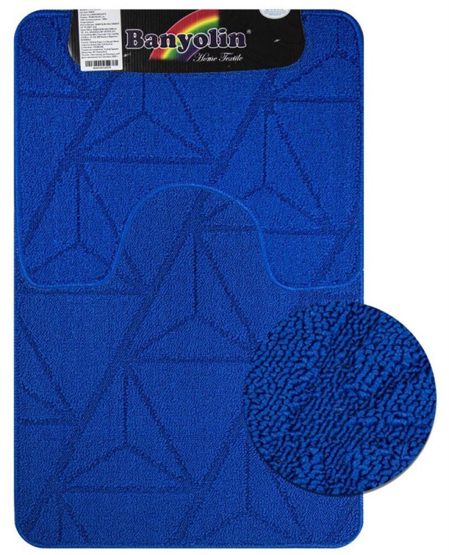 Коврик в ванную CROSS-LOOP, двойной, СИНИЙ,однотонный, 500*800, 500*400 мм САНАКС 00850