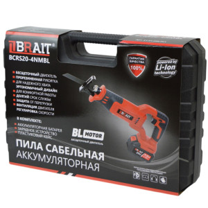 Пила сабельная аккум. BRAIT BCRS20-4NMBL (б/щ, 20В, LiIon АКБ*4Ач, ЗУ) 21.01.288.001