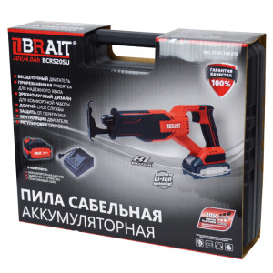Пила сабельная аккум. BRAIT BCRS20SU (б/щ, 20В, АКБ*4Ач, ЗУ,кейс) 21.01.168.070