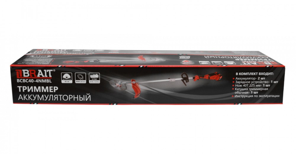 Триммер аккумуляторный BRAIT BCBC40-4NMBL (21В, 2АКБ*4Ач, ЗУ) 21.01.285.001