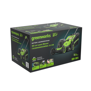 Газонокосилка акк. Greenworks GD24LM331 (024В, 33см, без АКБ/ЗУ) 2520607