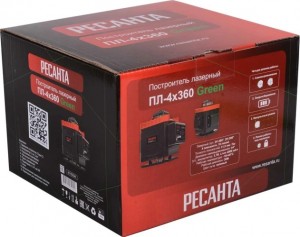 Лазерный уровень (построитель) ПЛ-4Х360 Green Ресанта 61/10/544