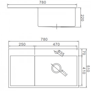 Мойка кухонная Премиум PVD 780*510 Графит GERHANS K37851B-R