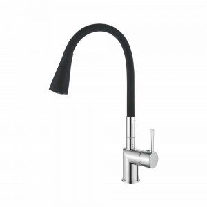 Смеситель для кухни с силиконовым изливом Чёрный+хром LOFFREY LF84755-82