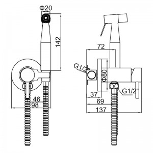 Встраиваемый гигиенический душ со смесителем LEDEME L75398-2