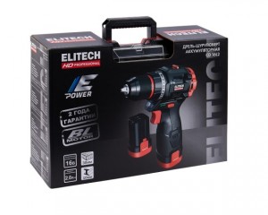 Дрель аккумуляторная ELITECH HD CD 16L2 (16В,2х2.0Ач,Li-ion,БЗП-10мм)