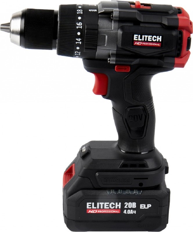 Дрель аккумуляторная ELITECH HD CD 20BL2 (б/щет,20В 1*4Ач,ELP,БЗП) 205727