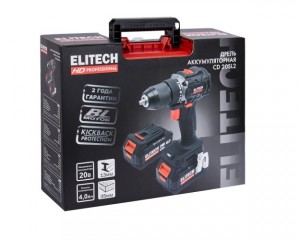 Дрель аккумуляторная ELITECH HD CD 20SL2 (б/щет,20В 2*2.0Ач,ELP,БЗП) 205717