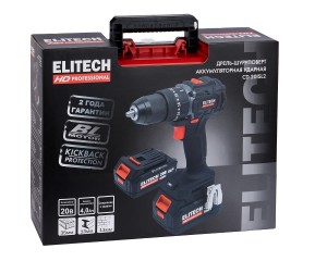 Дрель аккумуляторная ELITECH HD CD 20ISL2 (б/щет,20В 2*2.0Ач,ELP,БЗП) 205722
