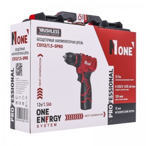 Дрель акк Number One CDI 12/1,5-SPRO (б/щ, 35Hm,12V/1,5Ah,10мм метал.патрон,500-1650об/мин,КЕЙС)