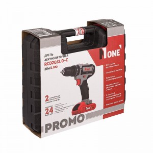 Дрель акк Number One RCD20/2.0-C-PROMO (ударная, 20В,2*2Ah,32Hm,24 предм,.в компл,кейс)