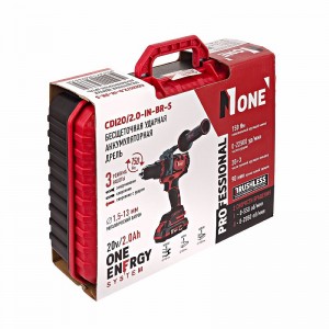 Дрель акк Number One CDI 20/2.0-IN-BR-S (20V,2,0A/h,150Hm,2акк,2ск,3реж,защ.от ОБРАТНОГО удара,кей
