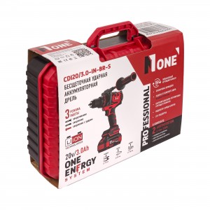 Дрель акк Number One CDI 20/3.0-IN-BR-S (20V,3,0A/h,150Hm,2 акк,2 скор,3реж,защ.от ОБРАТНОГО удара