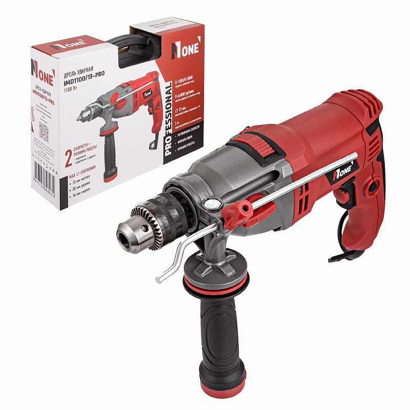 Дрель ударная Number One IMD1100/13-PRO (Н) (1100Вт,2скорости,рег.скор,метал.корп,реверс,КЕЙС ) №1