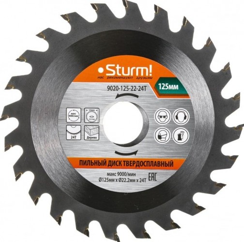 Диск пильный 125*22мм*24Т напайки ТСТ Sturm! 9020-125-22-24T