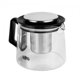 Чайник заварочный LARA  боросиликатное стекло, стальной фильтр, отделка хром LR06-22
