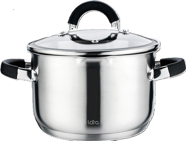 Кастрюля LARA нерж 24*14,5см 6.5л, индукционное дно, все типы плит LR02-9003
