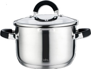 Кастрюля LARA нерж 24*14,5см 6.5л, индукционное дно, все типы плит LR02-9003