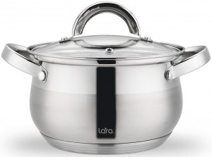 Кастрюля LARA нерж СИМФОНИЯ 18*11,5см 2.9л, 5-ти сл.индукционное капс.дно, все типы плит LR02-461