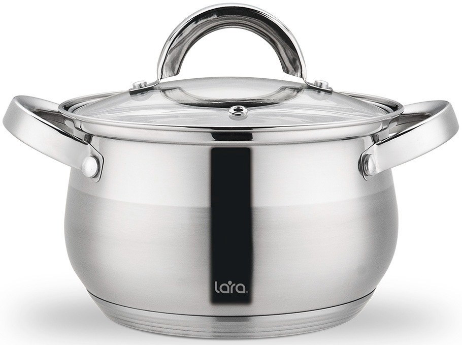 Кастрюля LARA нерж СИМФОНИЯ 20*12,5см 3.9л, 5-ти сл.индукционное капс.дно, все типы плит LR02-462