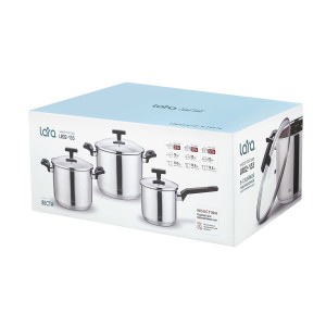 Набор посуды LARA ВЕСТА 3 предмета индукц 5-ти ступ. капс. дно LR02-133