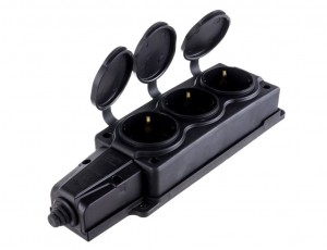 Колодка каучук 3гн с крышкой 16A 220-240V IP44 NE-AD 4103
