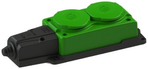 Колодка каучук 2гн с крышкой 16A 220-240V IP54 NE-AD зеленый 4132