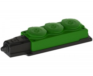 Колодка каучук 3гн с крышкой 16A 220-240V IP54 NE-AD зеленый 4133