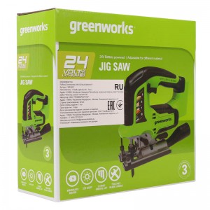 Лобзик аккумуляторный Greenworks GD24JS (24В, 1*4Ач,ЗУ) 3601407CUB