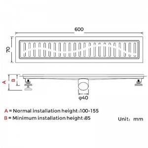 Трап душевой 70*600мм черный GAPPO G86007-36